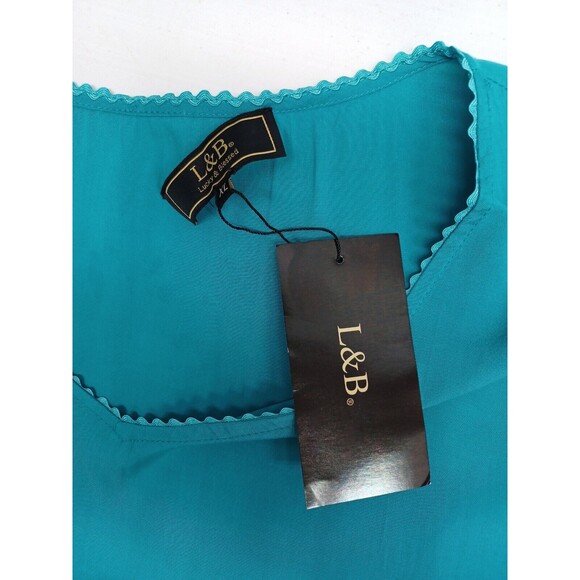 Lucky Brand Womens Turquoise Eyelet Ruffles Sleeveless Top Blouse XL NWT - Picture 9 of 11